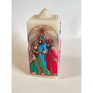 Vintage Embossed Christmas Message Candle Bayberry Scent Jasco Never Used 5"